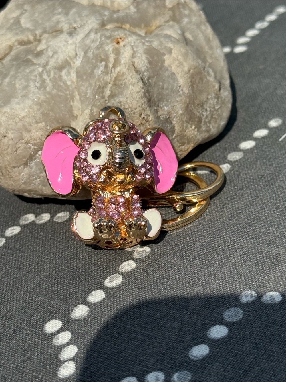 NWT Pink Crystal Elephant Keychain Charm with Rhinestone and Enamel - Picture 6 of 6